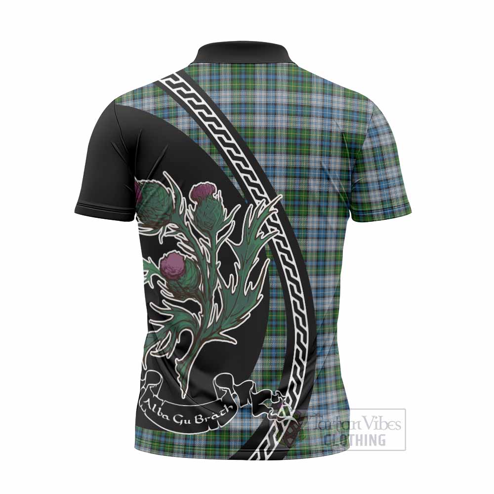 MacNeil (McNeil) Family Crest Tartan Zipper Polo Shirt Alba Thistle Inspired - Tartan Vibes Clothing