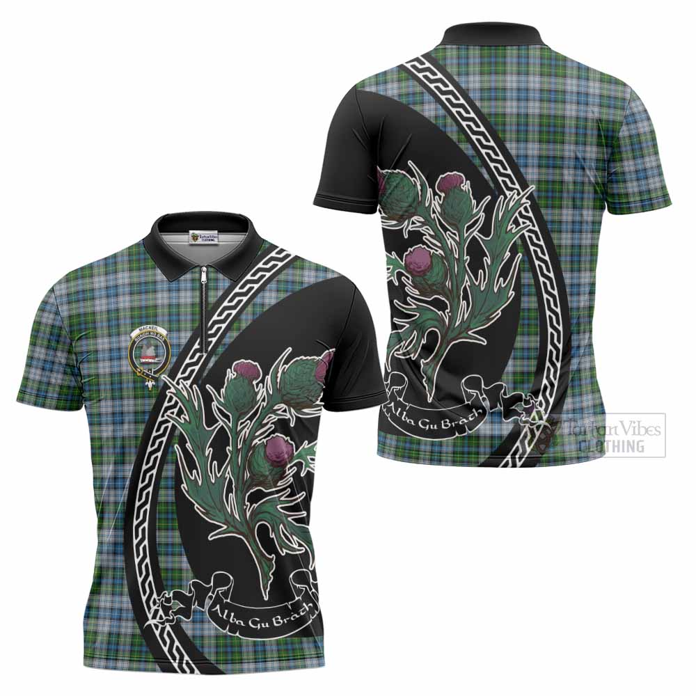 MacNeil (McNeil) Family Crest Tartan Zipper Polo Shirt Alba Thistle Inspired - Tartan Vibes Clothing