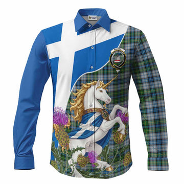 MacNeil (McNeil) Scottish Tartan Crest Unicorn Heritage Long Sleeve Button Shirts Men's Shirt S - Tartan Vibes Clothing