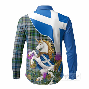 MacNeil (McNeil) Scottish Tartan Crest Unicorn Heritage Long Sleeve Button Shirts - Tartan Vibes Clothing