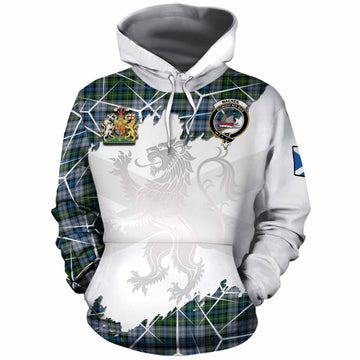 MacNeil (McNeil) Tartan Cotton Hoodie with Family Crest and Lion Rampant Grunge Style
