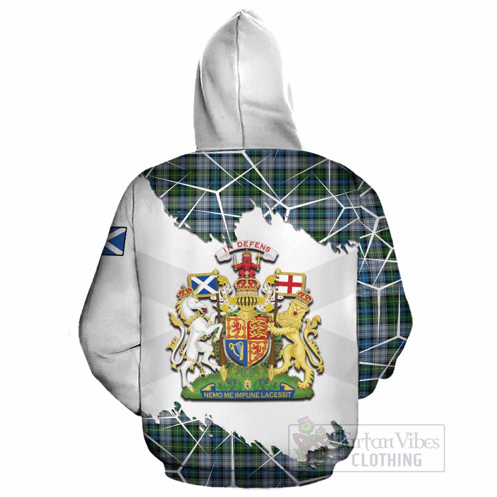 MacNeil (McNeil) Tartan Cotton Hoodie with Family Crest and Lion Rampant Grunge Style