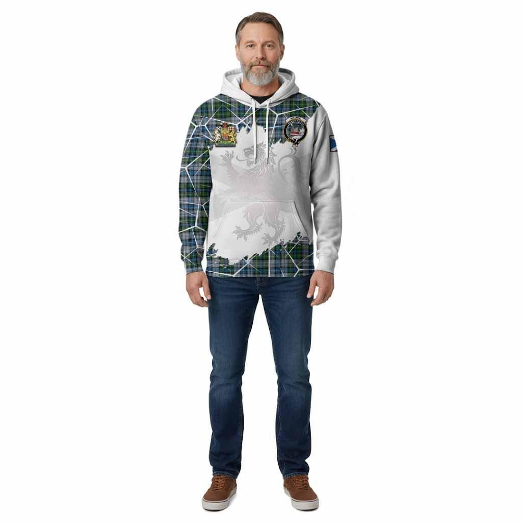 MacNeil (McNeil) Tartan Cotton Hoodie with Family Crest and Lion Rampant Grunge Style