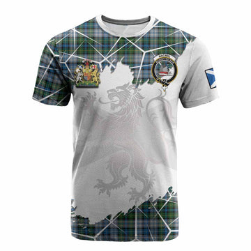 MacNeil (McNeil) Tartan Cotton T-shirt with Family Crest and Lion Rampant Grunge Style