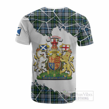 MacNeil (McNeil) Tartan Cotton T-shirt with Family Crest and Lion Rampant Grunge Style
