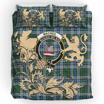 MacNeil (McNeil) Tartan Crest Bedding Set with Scottish Iconic Symbols 