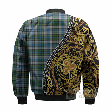 MacNeil (McNeil) Tartan Crest Bomber Jacket Celtic Knot and Triple Trickle Spiral Symbols