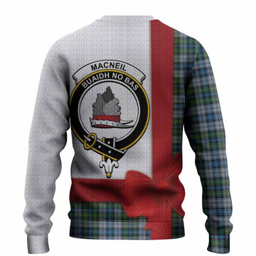 MacNeil (McNeil) Tartan Crest Christmas Christmas Ugly Sweater Highland Cow Bagpipes Coquette Bow Style