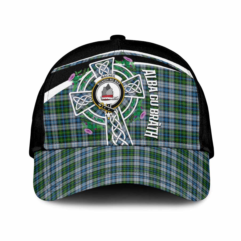 MacNeil (McNeil) Tartan Crest Classic Cap Scottish Thistle Celtic Cross Alba Gu Brath