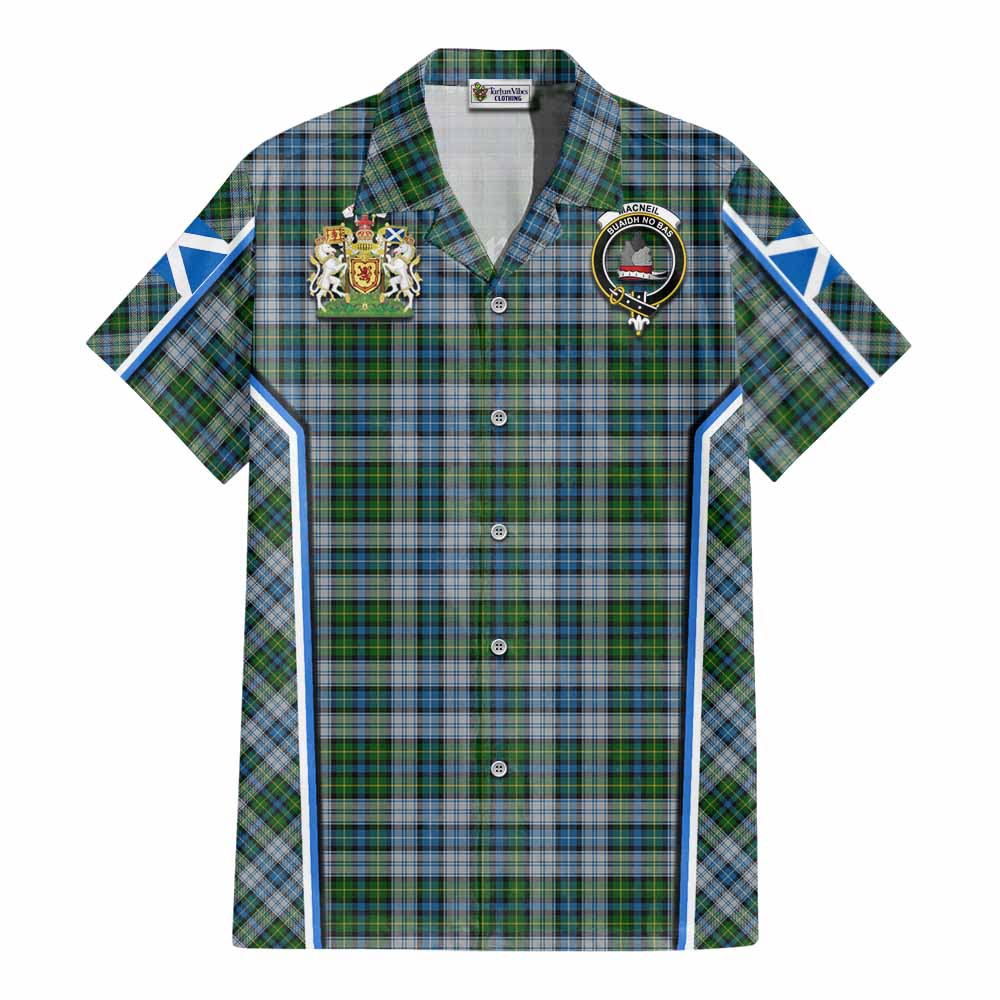 MacNeil (McNeil) Tartan Crest Cotton Hawaiian Shirt Scotland Coat of Arm Flag Style - Tartan Vibes Clothing