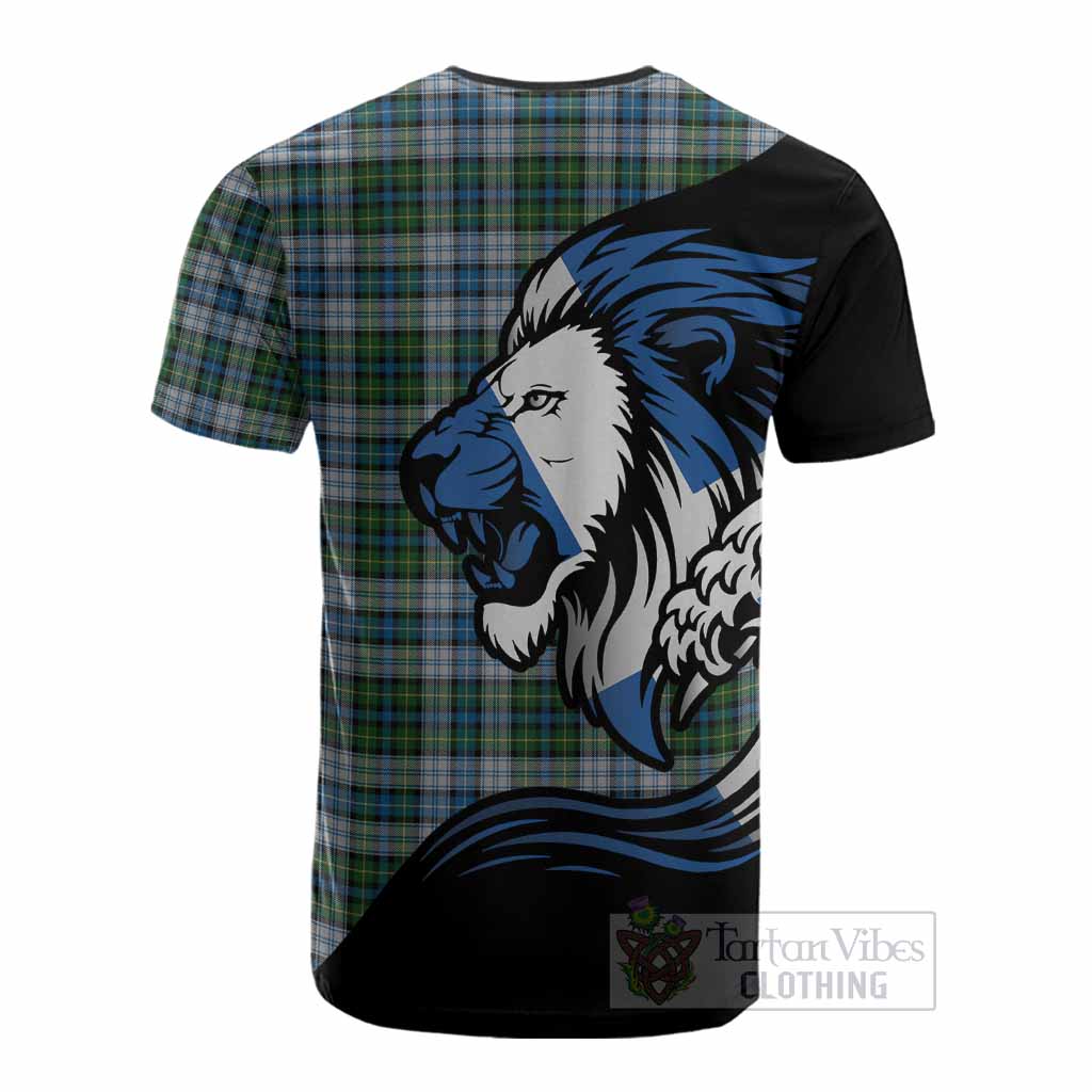 MacNeil (McNeil) Tartan Crest Cotton T-shirt Scottish Golden Lions Wave Flow