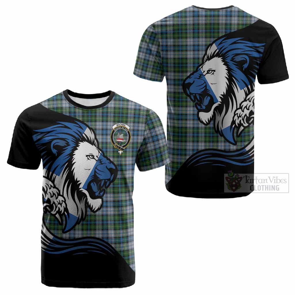 MacNeil (McNeil) Tartan Crest Cotton T-shirt Scottish Golden Lions Wave Flow
