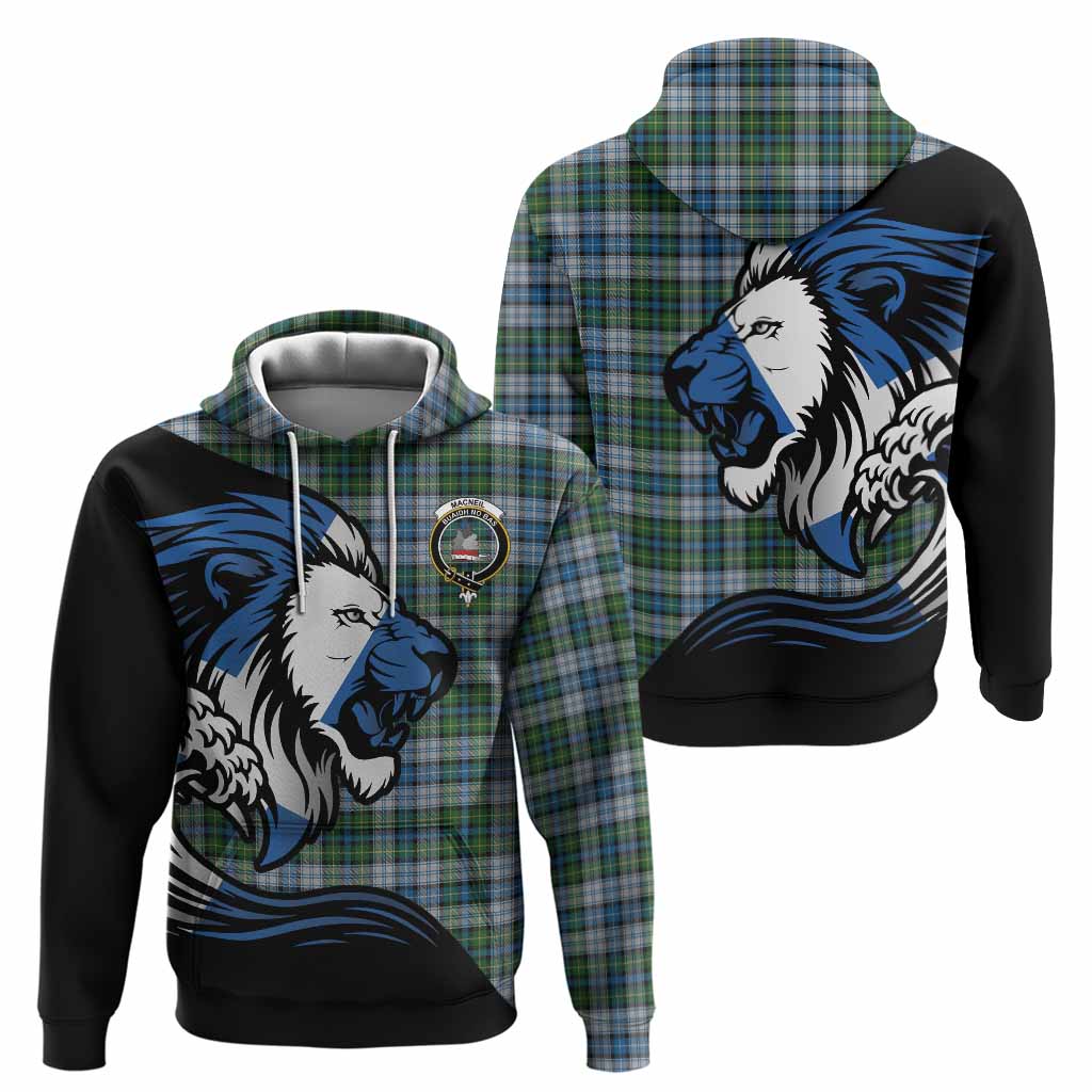 MacNeil (McNeil) Tartan Crest Hoodie Scottish Golden Lions Wave Flow