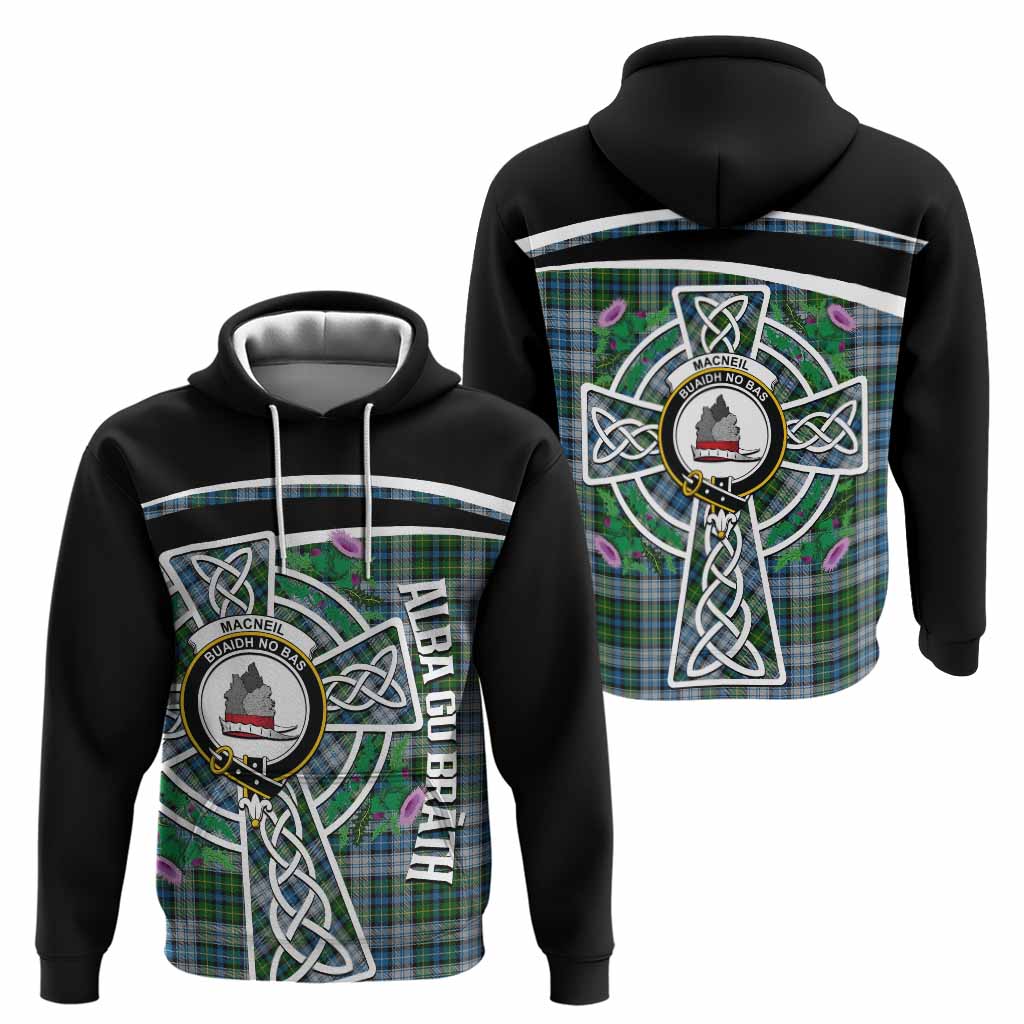 MacNeil (McNeil) Tartan Crest Hoodie Scottish Thistle Celtic Cross Alba Gu Brath