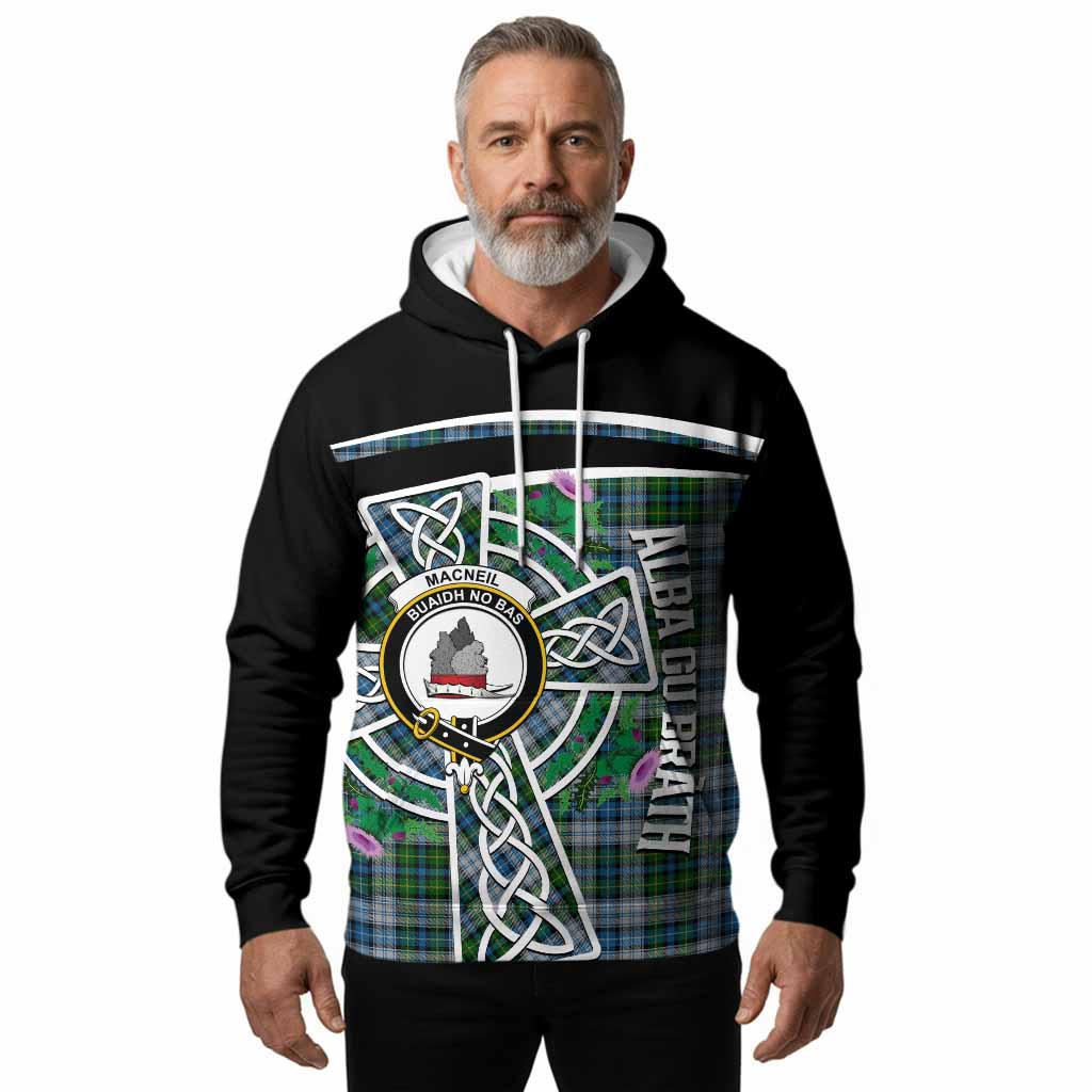 MacNeil (McNeil) Tartan Crest Hoodie Scottish Thistle Celtic Cross Alba Gu Brath