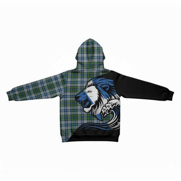 MacNeil (McNeil) Tartan Crest Kid Hoodie Scottish Golden Lions Wave Flow