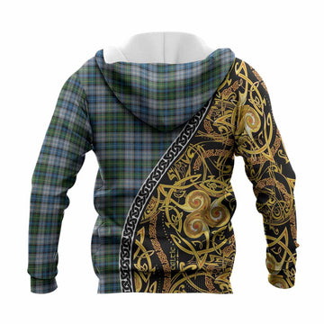 MacNeil (McNeil) Tartan Crest Knitted Hoodie Celtic Knot and Triple Trickle Spiral Symbols