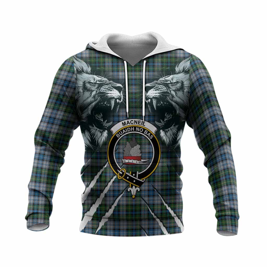 MacNeil (McNeil) Tartan Crest Knitted Hoodie Ferocious Lion Style