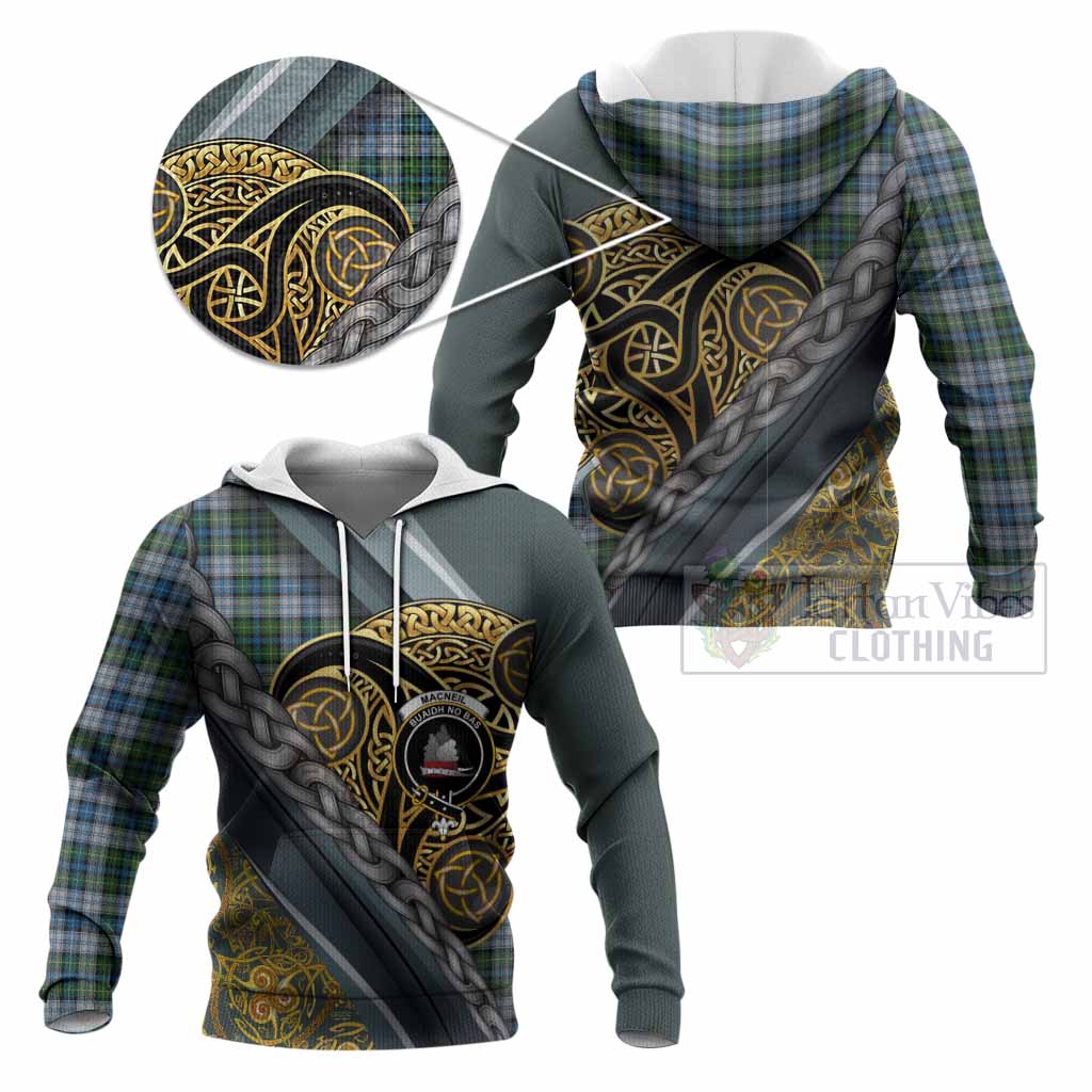 MacNeil (McNeil) Tartan Crest Knitted Hoodie Scottish Triskele Celtic