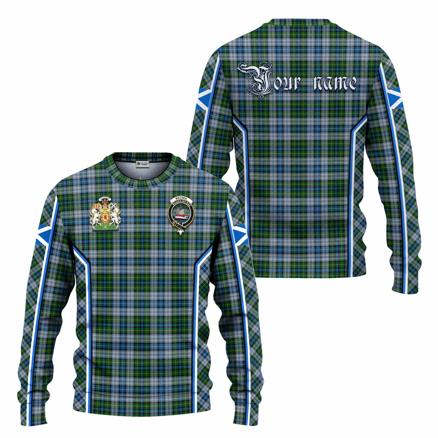 MacNeil (McNeil) Tartan Crest Knitted Sweater Scotland Coat of Arm Flag Style - Tartan Vibes Clothing