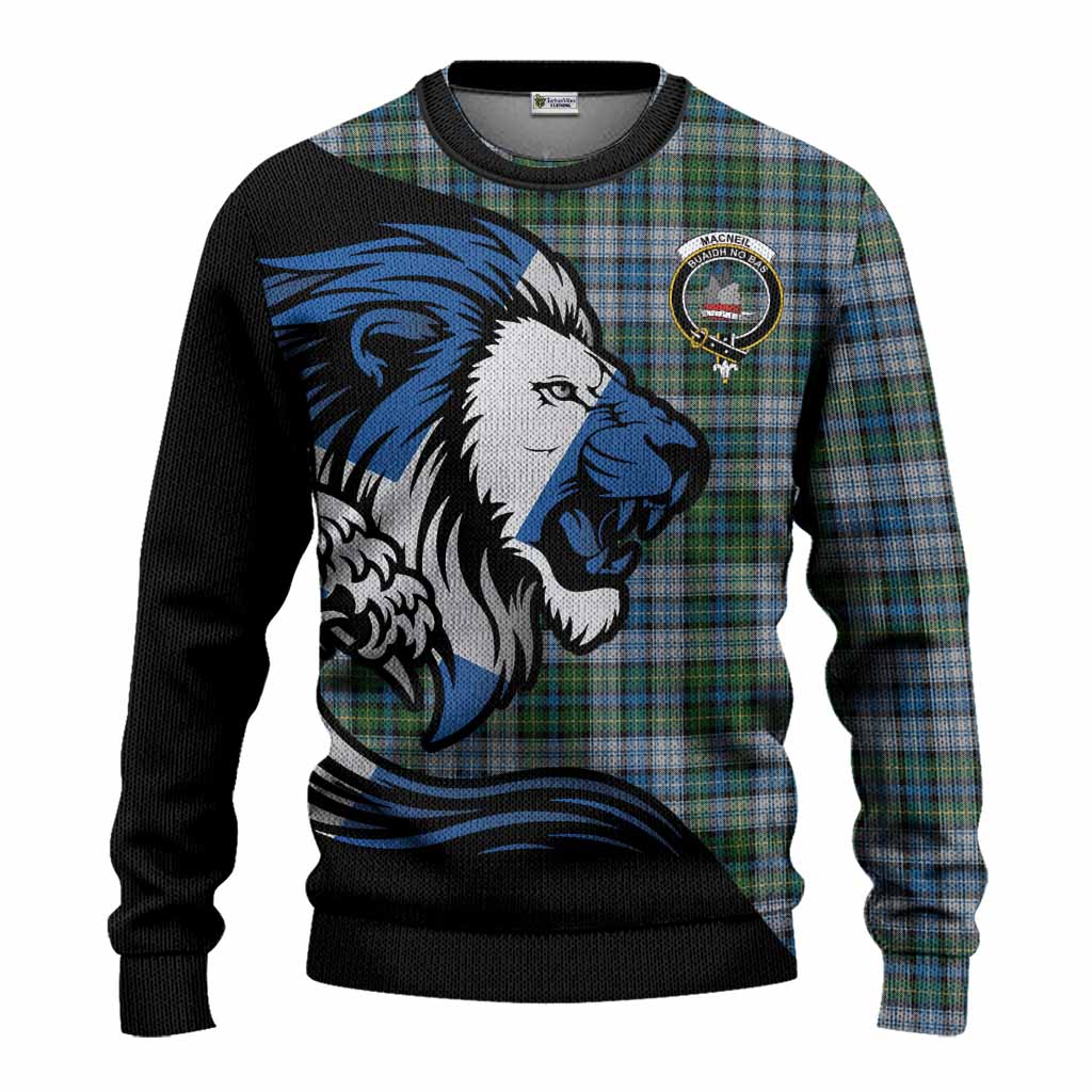 MacNeil (McNeil) Tartan Crest Knitted Sweater Scottish Golden Lions Wave Flow