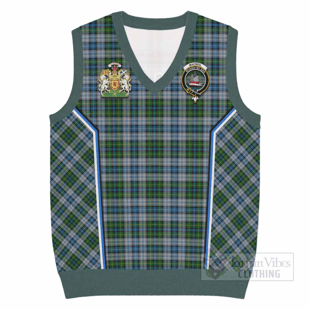 MacNeil (McNeil) Tartan Crest Knitted V-Neck Vest Scotland Coat of Arm Flag Style - Tartan Vibes Clothing