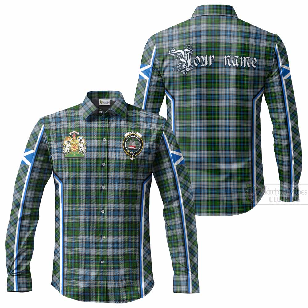 MacNeil (McNeil) Tartan Crest Long Sleeve Button Shirts Scotland Coat of Arm Flag Style - Tartan Vibes Clothing