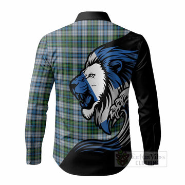 MacNeil (McNeil) Tartan Crest Long Sleeve Button Shirts Scottish Golden Lions Wave Flow
