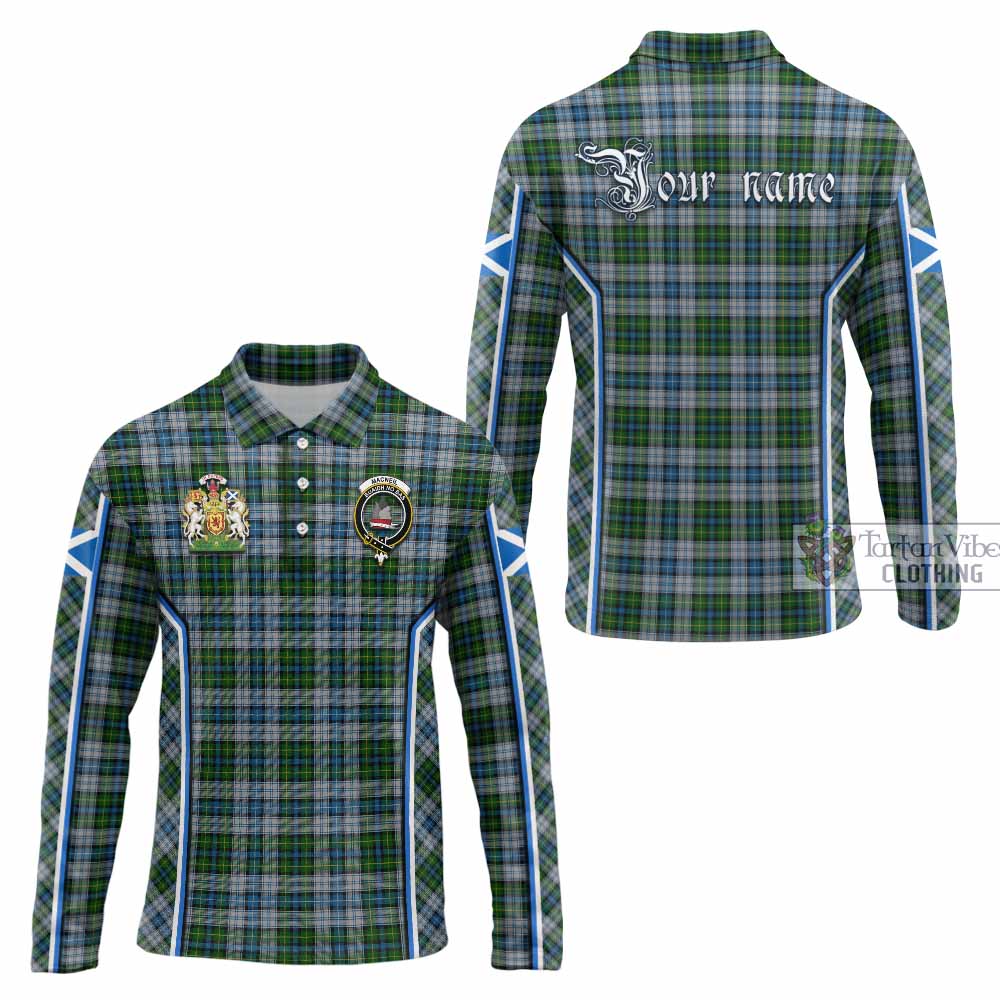 MacNeil (McNeil) Tartan Crest Long Sleeve Polo Shirt Scotland Coat of Arm Flag Style - Tartan Vibes Clothing