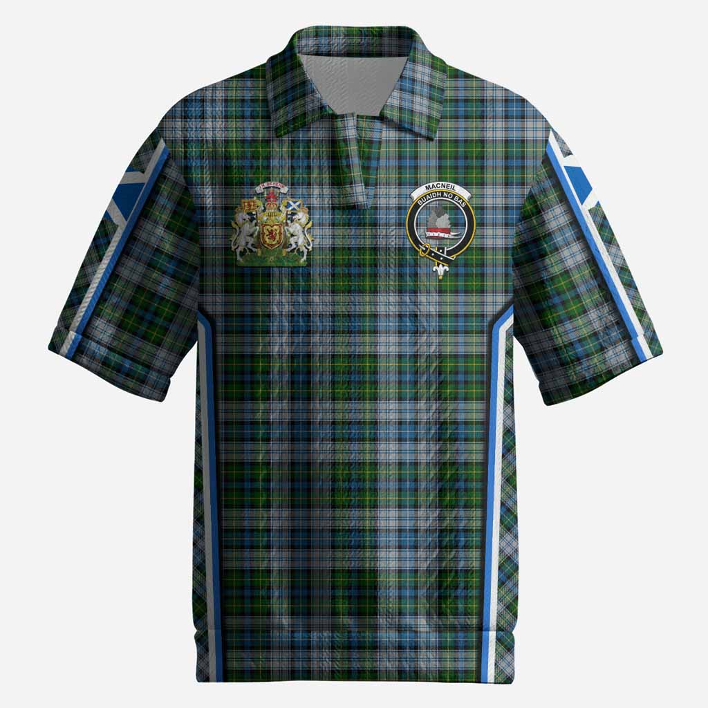 MacNeil (McNeil) Tartan Crest Men’s Polo Sweater Top Scotland Coat of Arm Flag Style