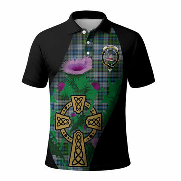 MacNeil (McNeil) Tartan Crest Polo Shirt Celtic Cross Thistle Flowers