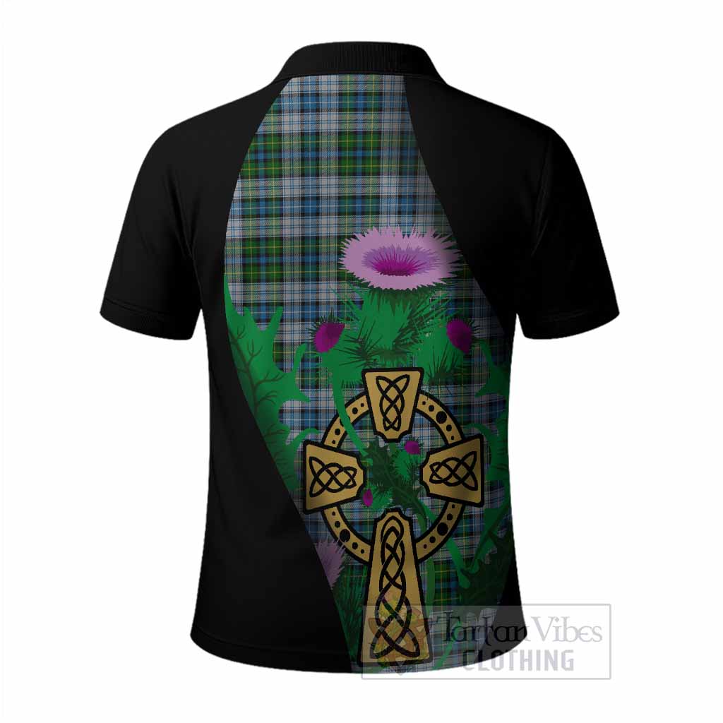 MacNeil (McNeil) Tartan Crest Polo Shirt Celtic Cross Thistle Flowers