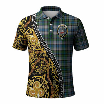 MacNeil (McNeil) Tartan Crest Polo Shirt Celtic Knot and Triple Trickle Spiral Symbols