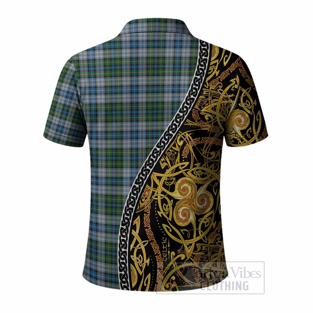 MacNeil (McNeil) Tartan Crest Polo Shirt Celtic Knot and Triple Trickle Spiral Symbols