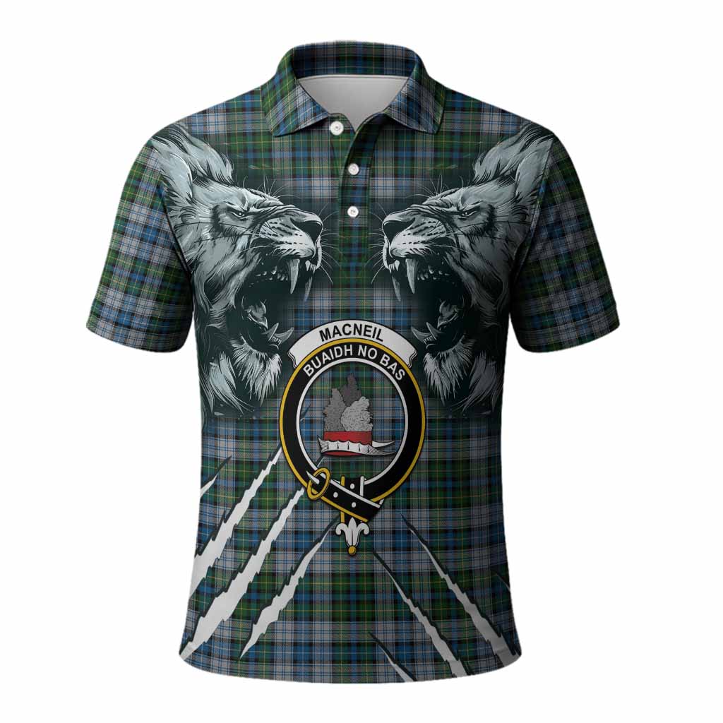 MacNeil (McNeil) Tartan Crest Polo Shirt Ferocious Lion Style