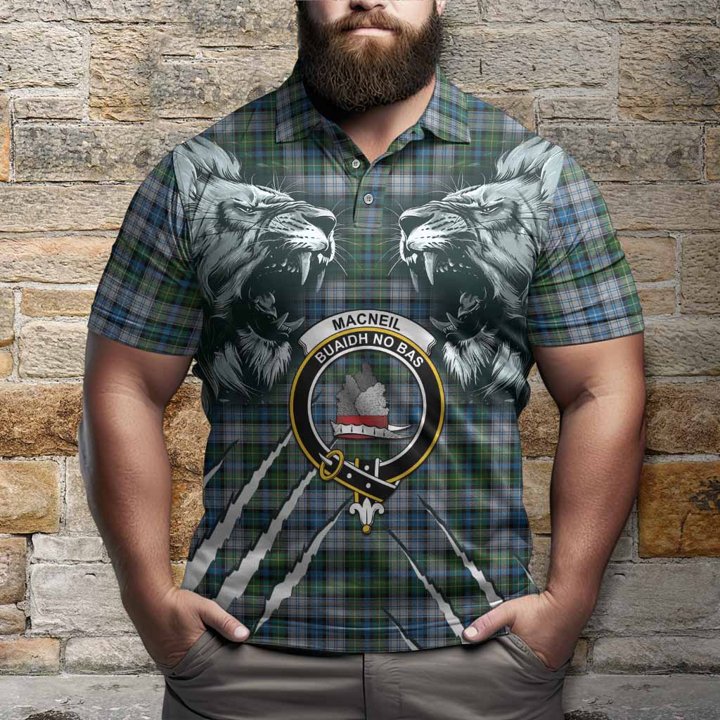 MacNeil (McNeil) Tartan Crest Polo Shirt Ferocious Lion Style