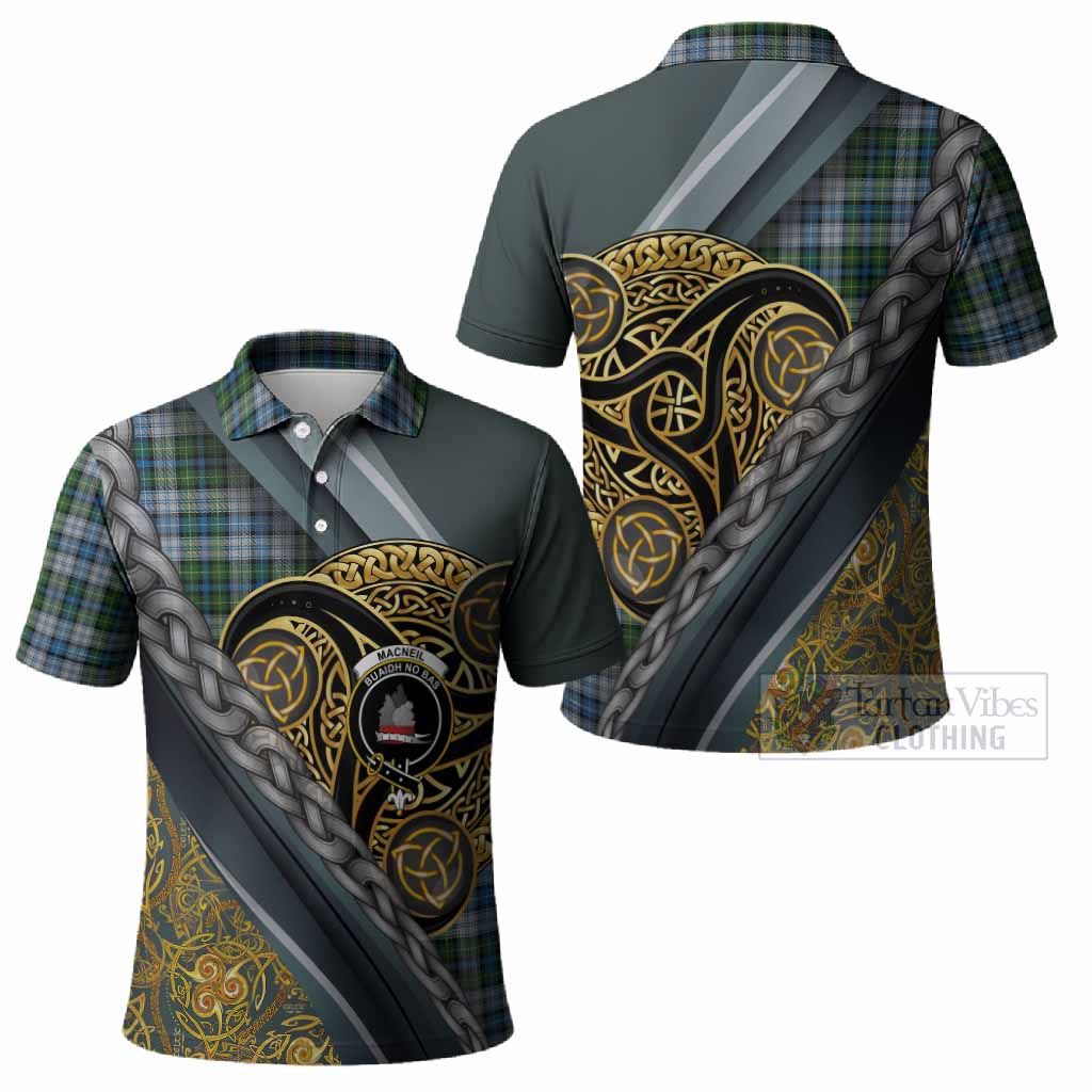 MacNeil (McNeil) Tartan Crest Polo Shirt Scottish Triskele Celtic