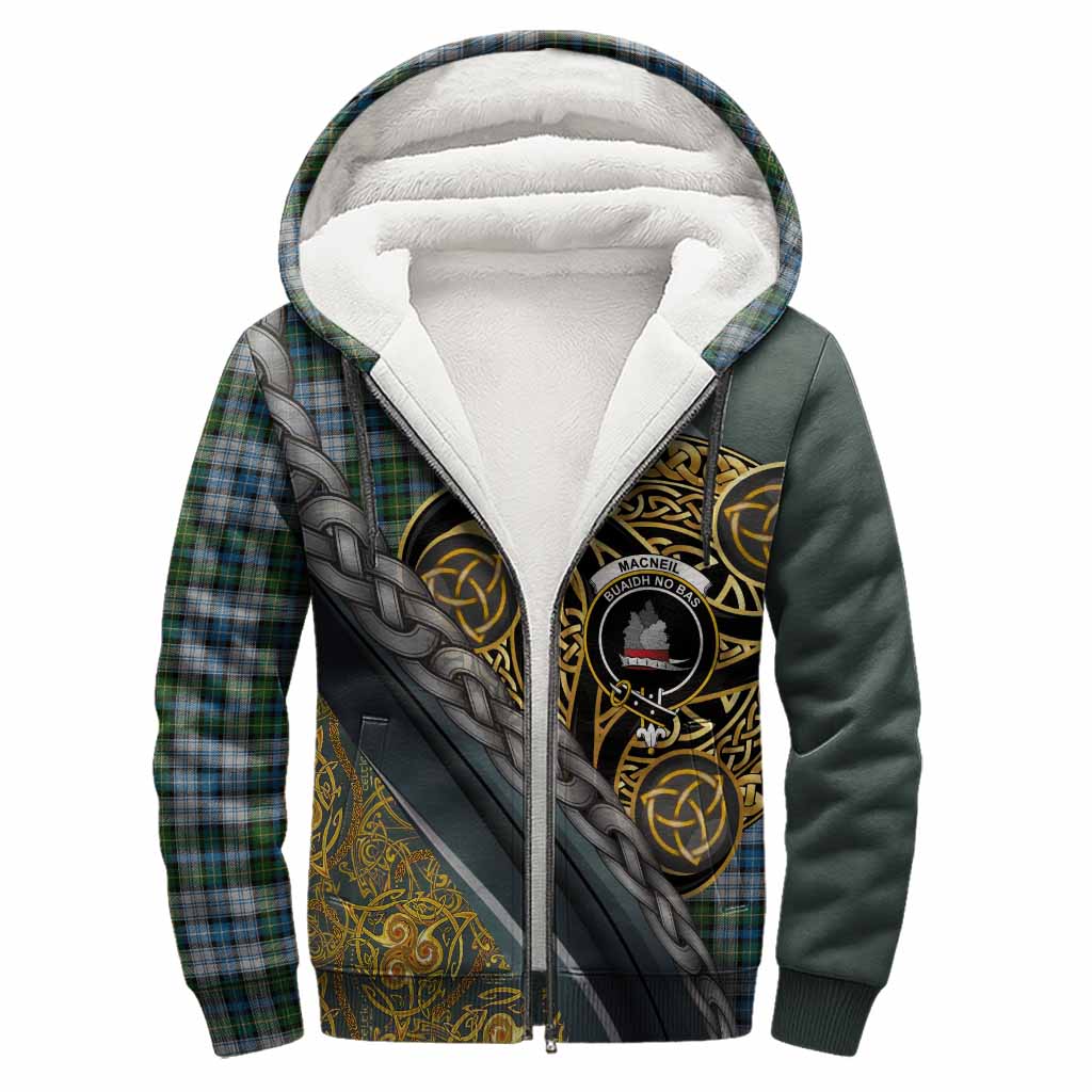 MacNeil (McNeil) Tartan Crest Sherpa Hoodie Scottish Triskele Celtic