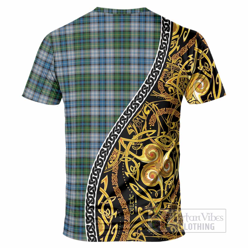 MacNeil (McNeil) Tartan Crest T-Shirt Celtic Knot and Triple Trickle Spiral Symbols