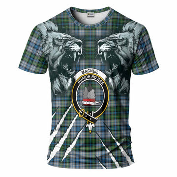 MacNeil (McNeil) Tartan Crest T-Shirt Ferocious Lion Style