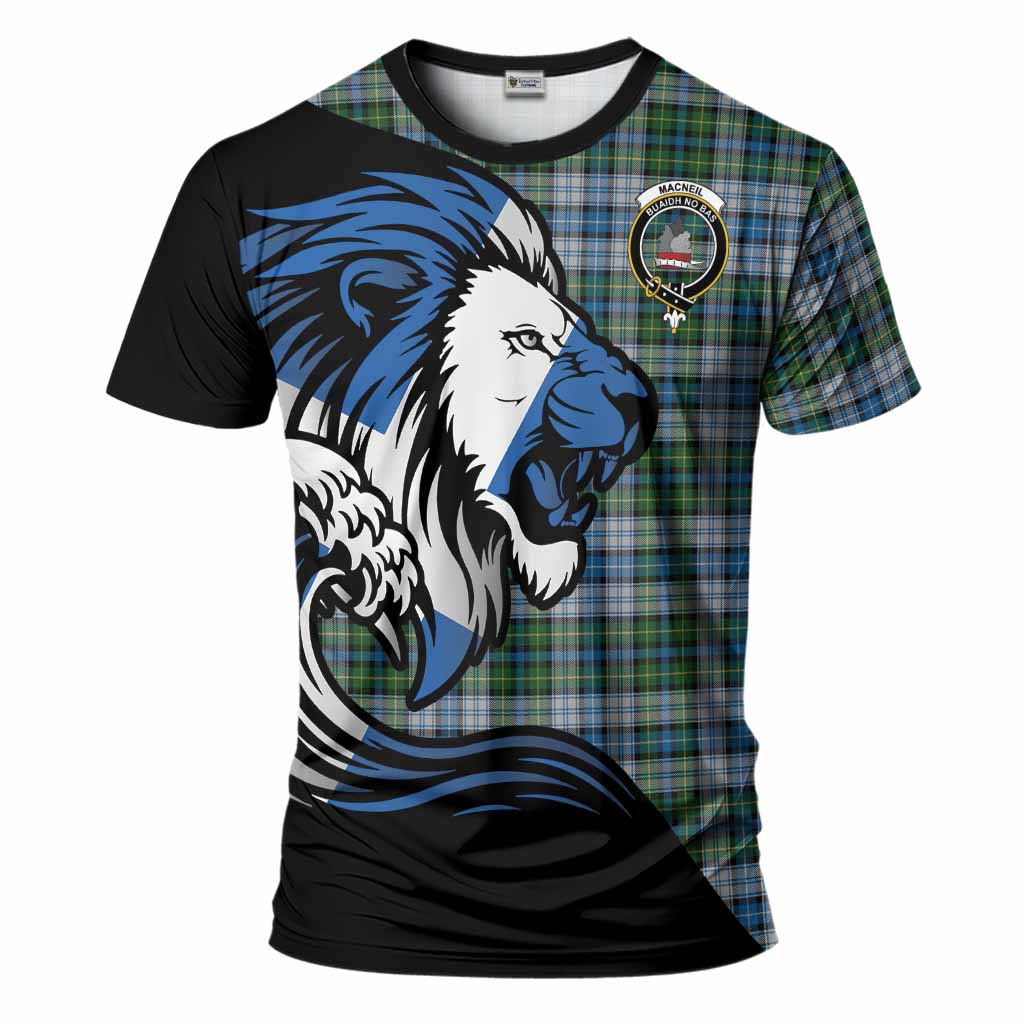 MacNeil (McNeil) Tartan Crest T-Shirt Scottish Golden Lions Wave Flow