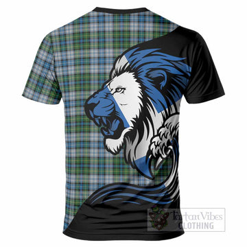 MacNeil (McNeil) Tartan Crest T-Shirt Scottish Golden Lions Wave Flow