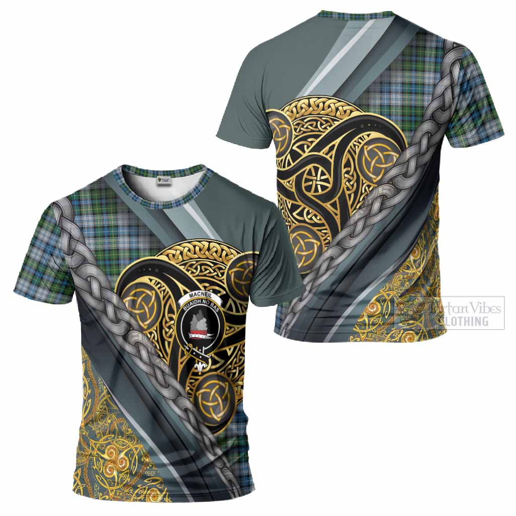 MacNeil (McNeil) Tartan Crest T-Shirt Scottish Triskele Celtic