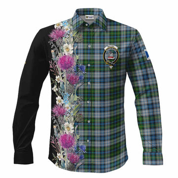 MacNeil (McNeil) Tartan Crest Thistle Floral Long Sleeve Button Shirts Men's Shirt S - Tartan Vibes Clothing