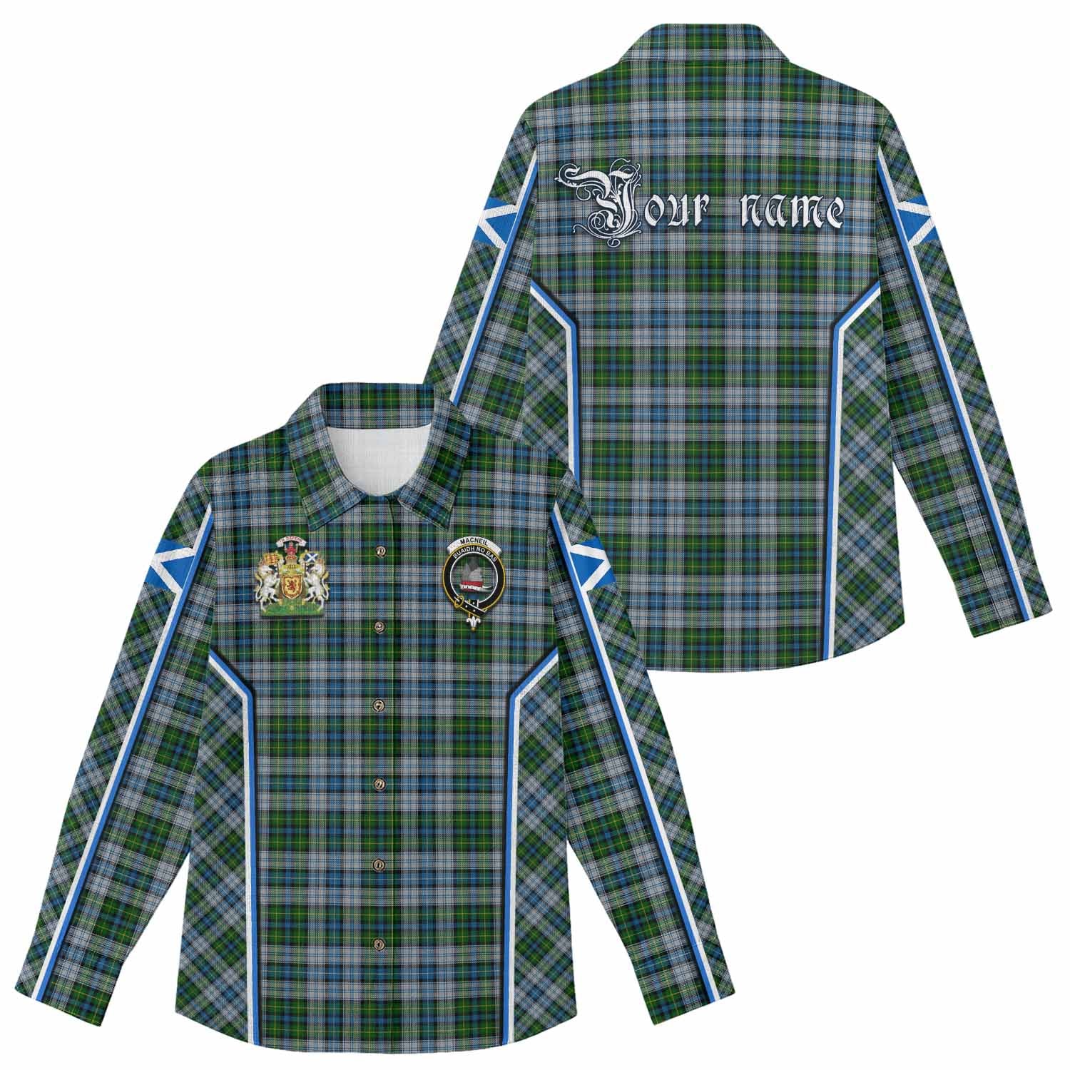 MacNeil (McNeil) Tartan Crest Women Casual Shirt Scotland Coat of Arm Flag Style - Tartan Vibes Clothing