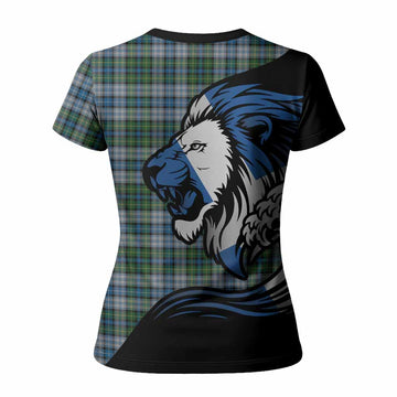 MacNeil (McNeil) Tartan Crest Women T shirt Scottish Golden Lions Wave Flow
