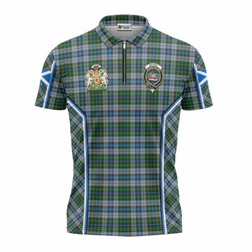 MacNeil (McNeil) Tartan Crest Zipper Polo Shirt Scotland Coat of Arm Flag Style