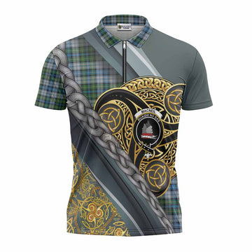 MacNeil (McNeil) Tartan Crest Zipper Polo Shirt Scottish Triskele Celtic
