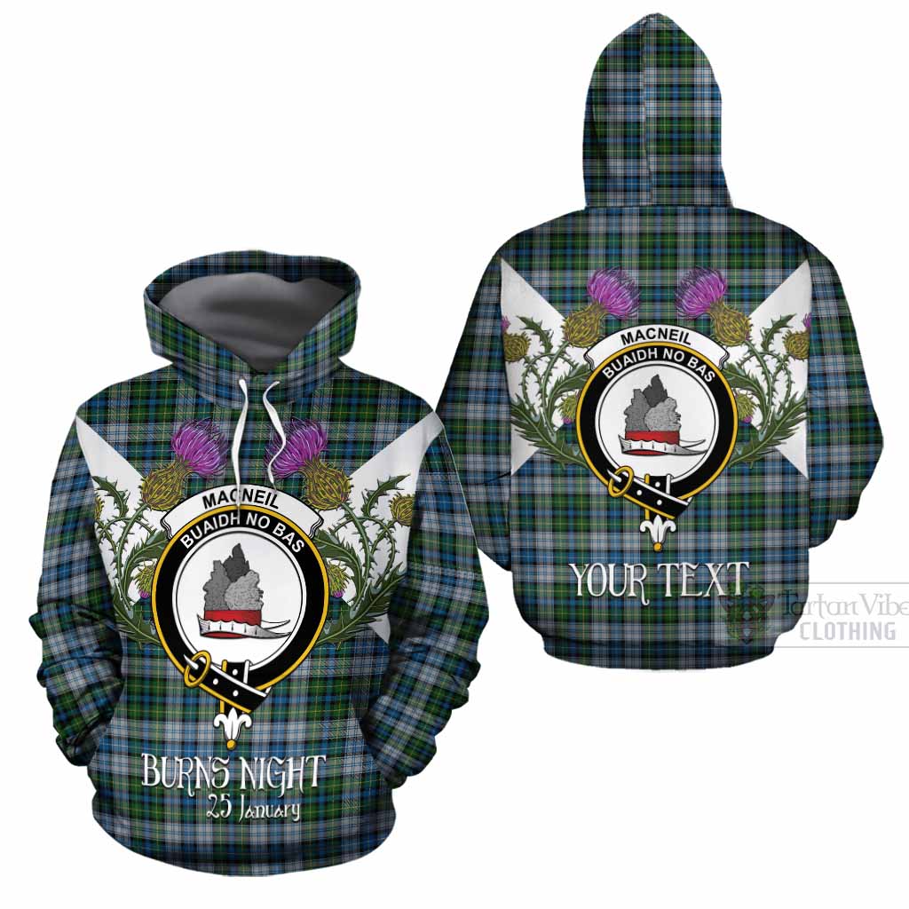 MacNeil (McNeil) Tartan Family Crest Cotton Hoodie Scottish Burns Night Thistle Floral