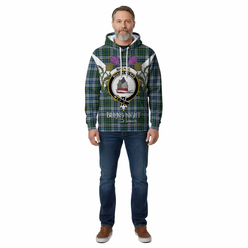MacNeil (McNeil) Tartan Family Crest Cotton Hoodie Scottish Burns Night Thistle Floral